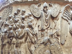 Detail of the cast of Trajan's Column at the V&A. 